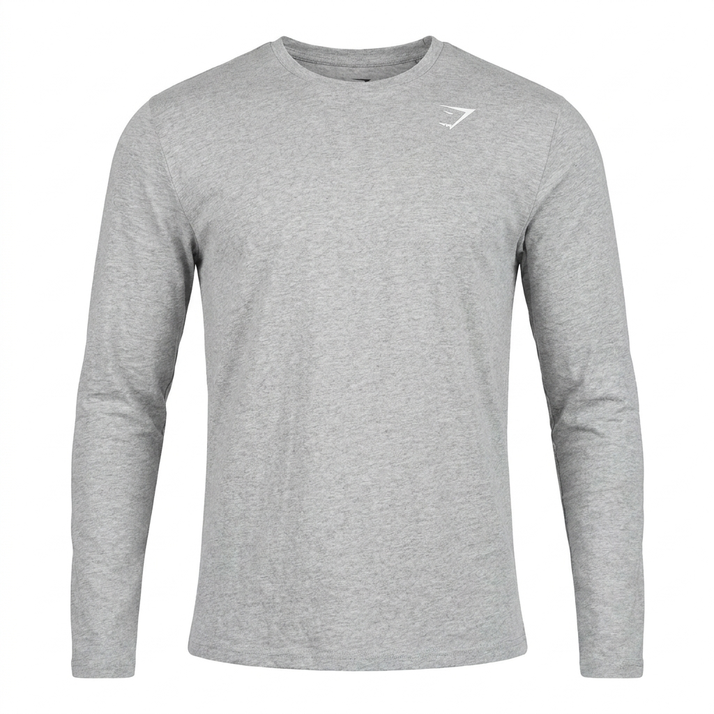 Gymshark Crest Long Sleeve T-Shirt Light Grey Marl