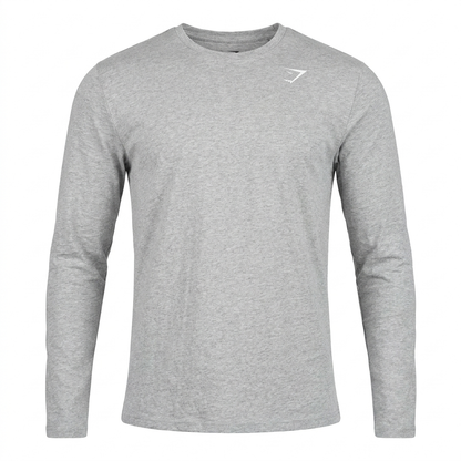 Gymshark Crest Long Sleeve T-Shirt Light Grey Marl