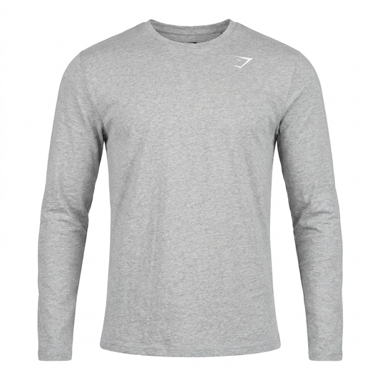Gymshark Crest Long Sleeve T-Shirt Light Grey Marl