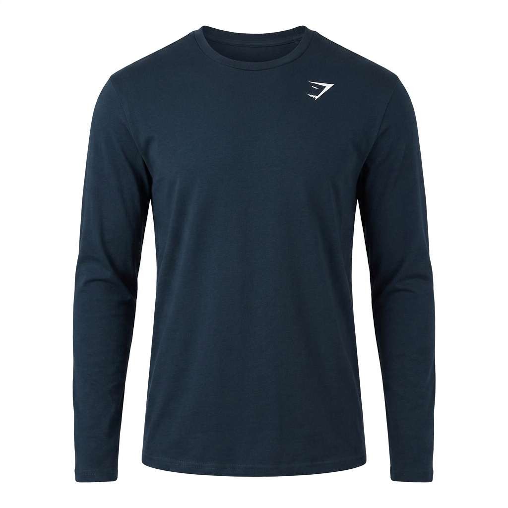 GYMSHARK Crest Long Sleeve T-Shirt Navy