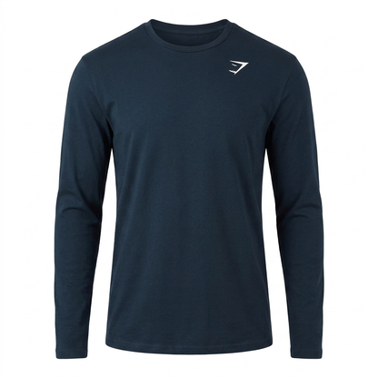GYMSHARK Crest Long Sleeve T-Shirt Navy