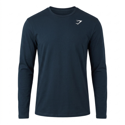 GYMSHARK Crest Long Sleeve T-Shirt Navy