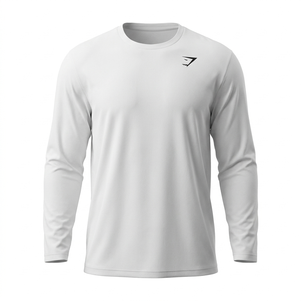 GYMSHARK Crest Long Sleeve T-Shirt White