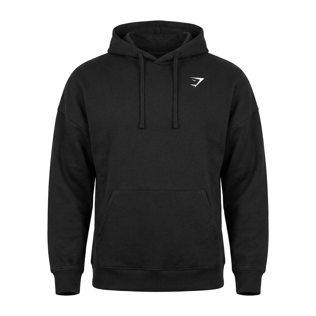 GYMSHARK Crest Oversized Hoodie Black