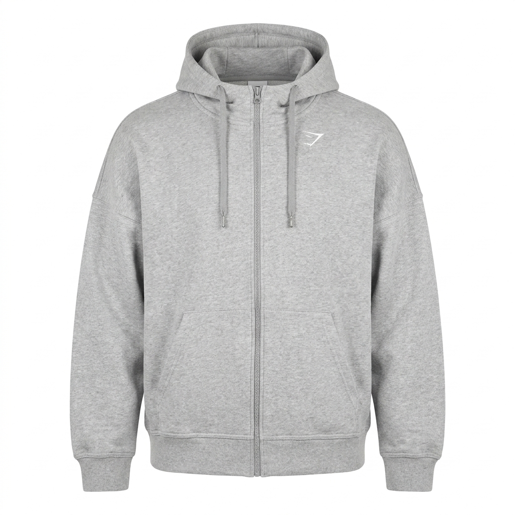GYMSHARK Crest Oversized Zip Up Hoodie