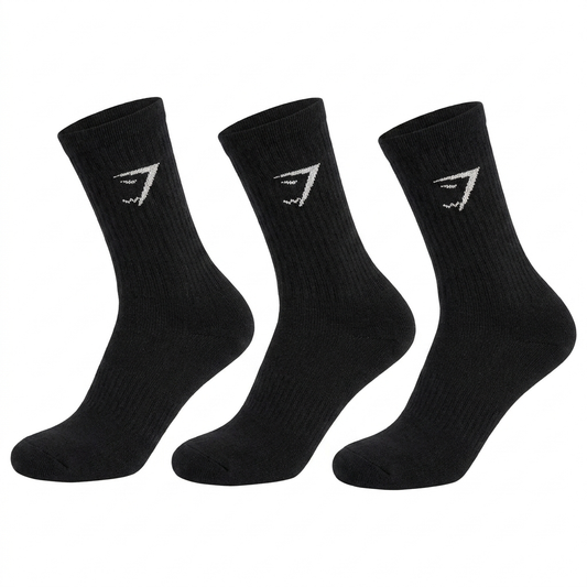 GYMSHARK Crew Socks 3pk Black
