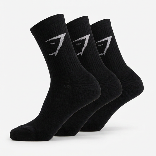 Gymshark Crew Socks 3Pk Black