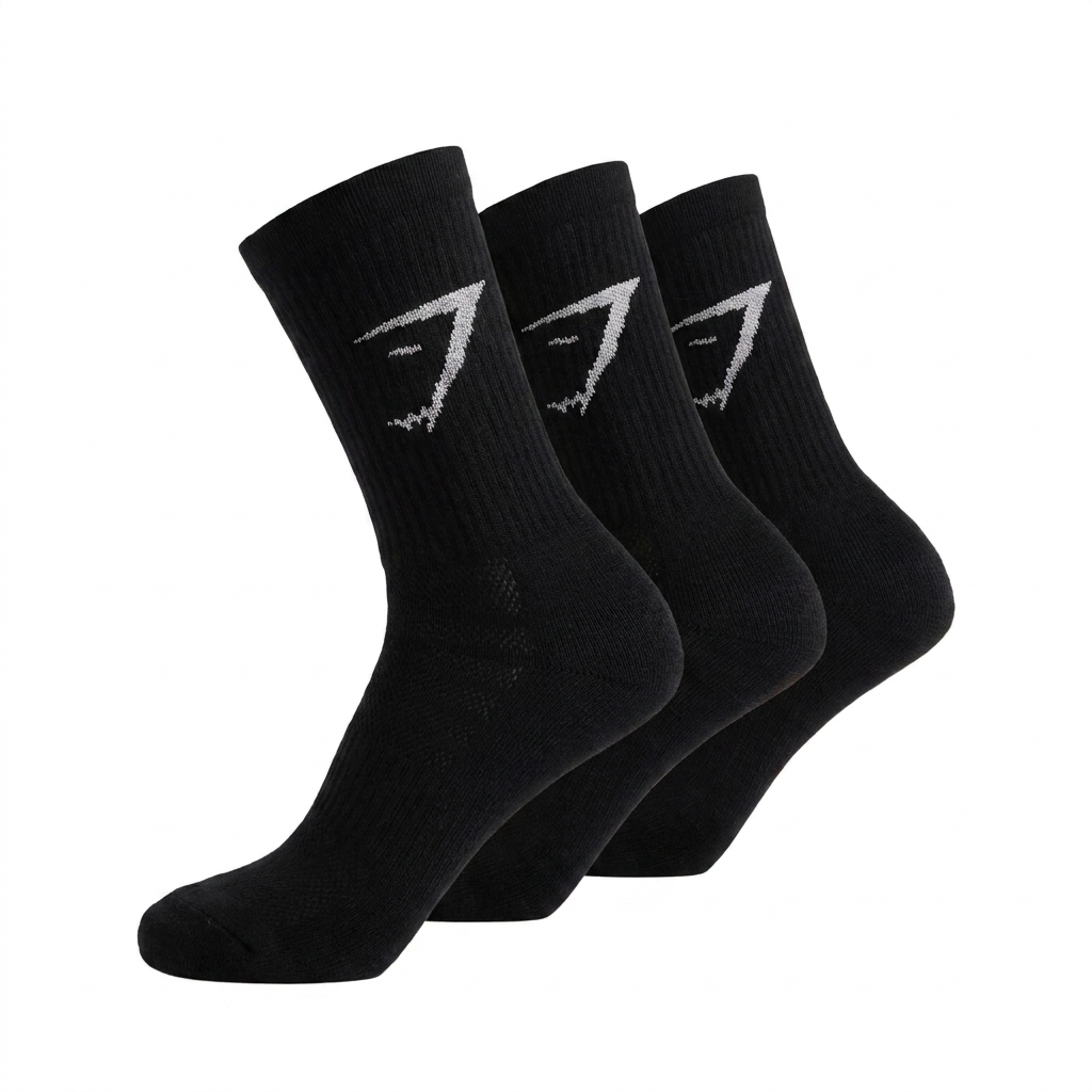 Women's Gymshark Crew Socks 3Pk Black