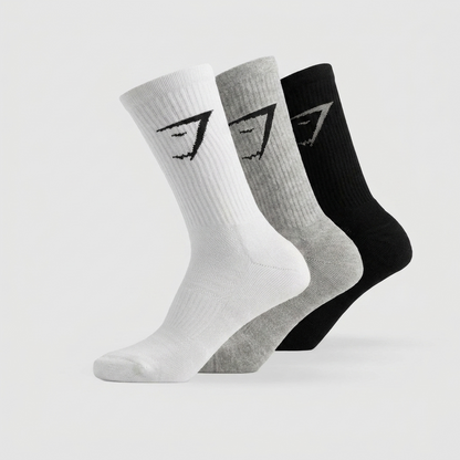 Gymshark Crew Socks 3Pk White