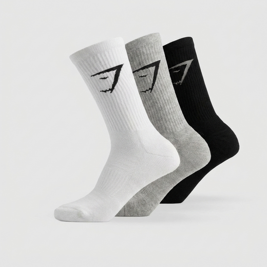 Gymshark Crew Socks 3Pk White
