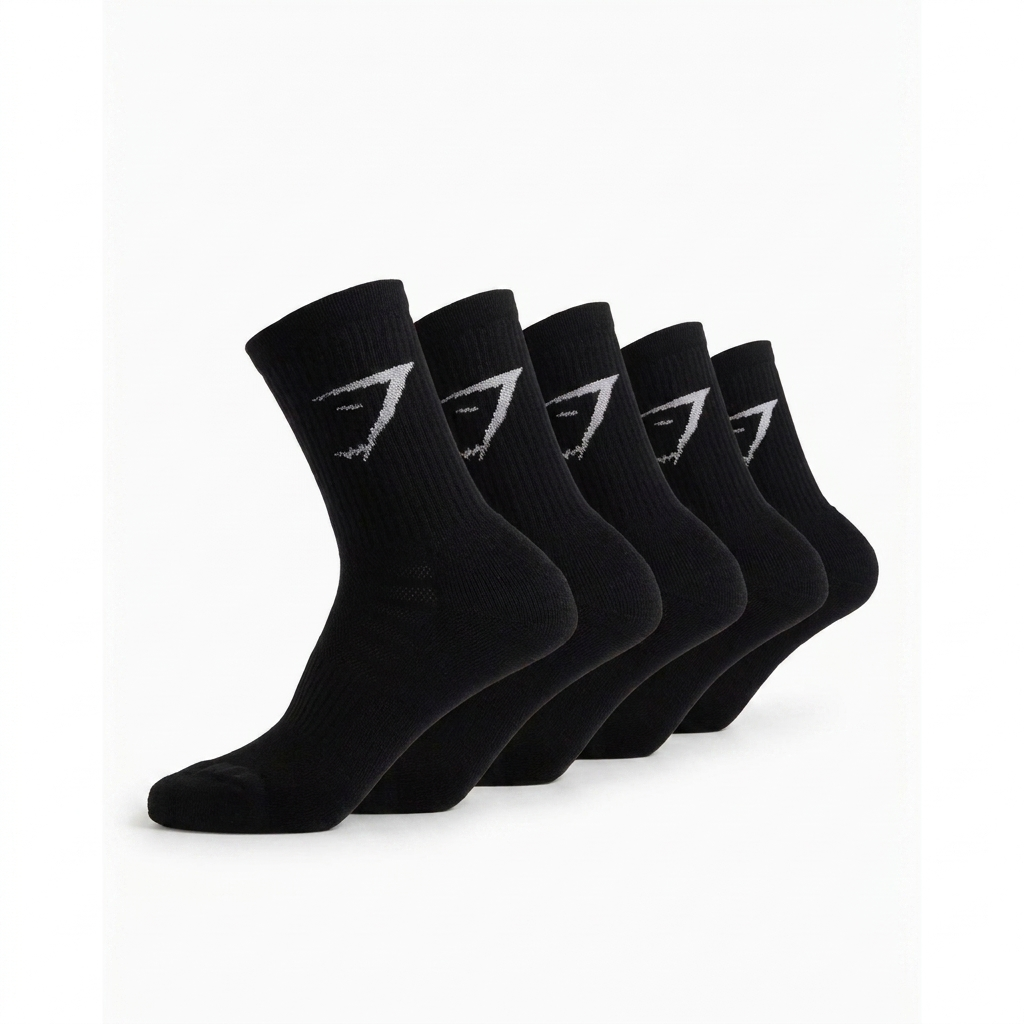Gymshark Crew Socks 5Pk Black