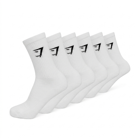 GYMSHARK Crew Socks 6pk White