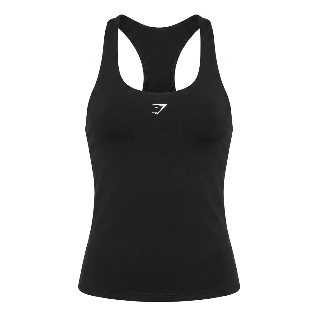 GYMSHARK Everyday Racer Back Tank With Shelf Black