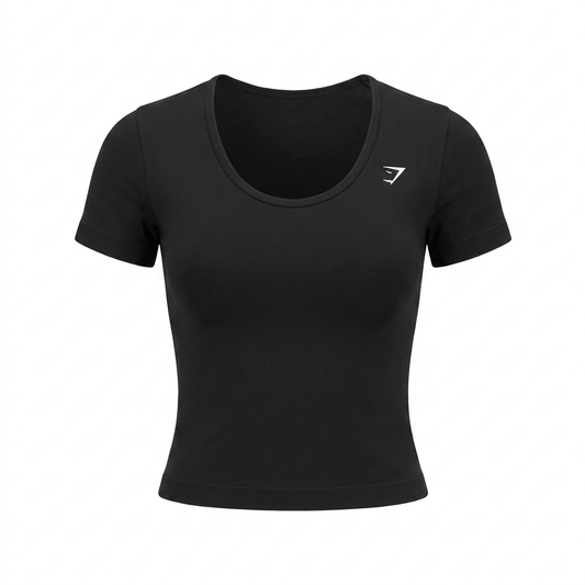 Women's Gymshark Everyday Seamless Tight Fit Crew Neck Tee Black