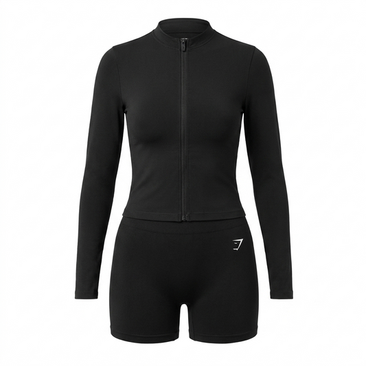 GYMSHARK Everyday Seamless Zip Tracktop Black