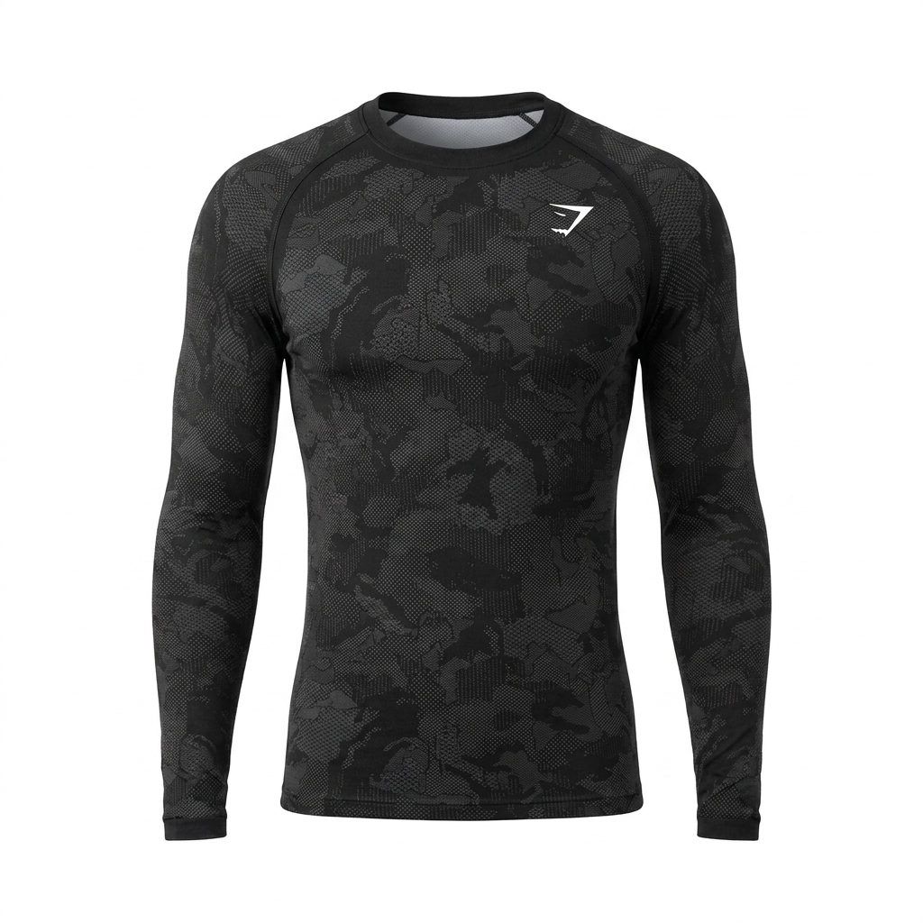 Gymshark Geo Seamless Long Sleeve T-Shirt Black