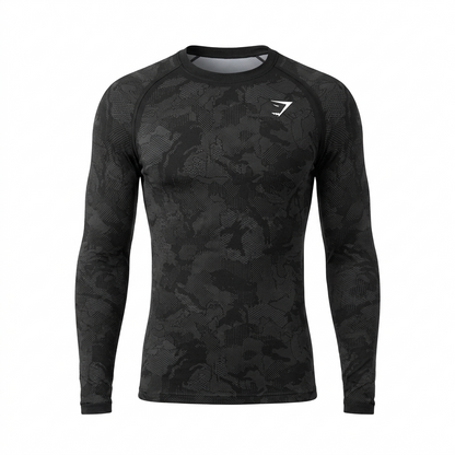 Gymshark Geo Seamless Long Sleeve T-Shirt Black