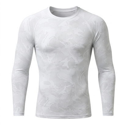 GYMSHARK Geo Seamless Long Sleeve T-Shirt White Light Grey