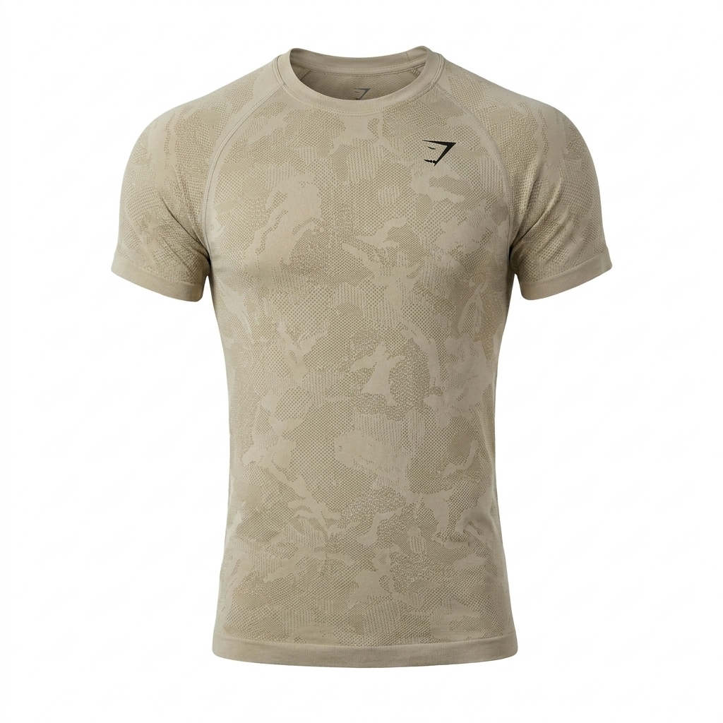 GYMSHARK Geo Seamless T-Shirt Cement brown