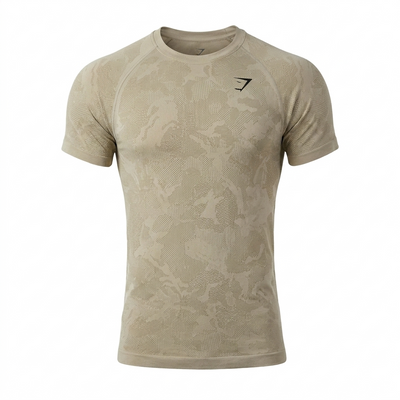 GYMSHARK Geo Seamless T-Shirt Cement brown