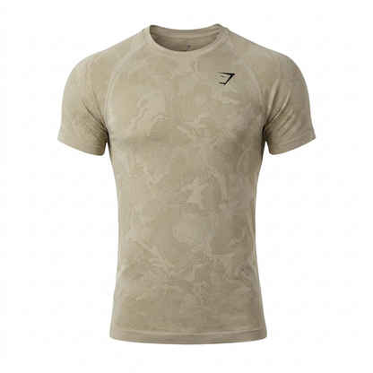 GYMSHARK Geo Seamless T-Shirt Cement brown