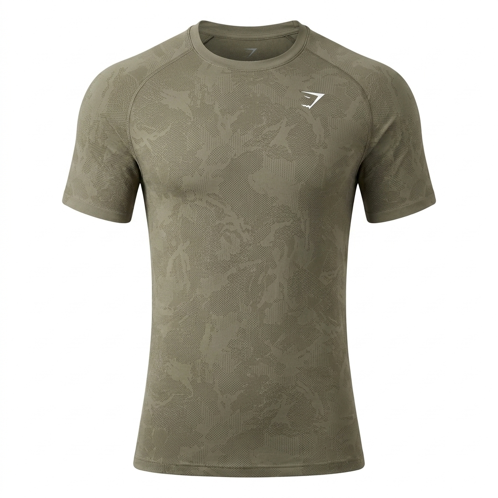 Gymshark Geo Seamless T-Shirt Linen Brown
