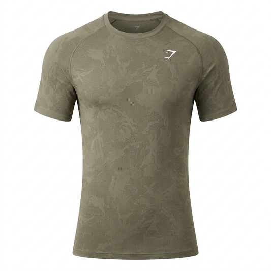 Gymshark Geo Seamless T-Shirt Linen Brown