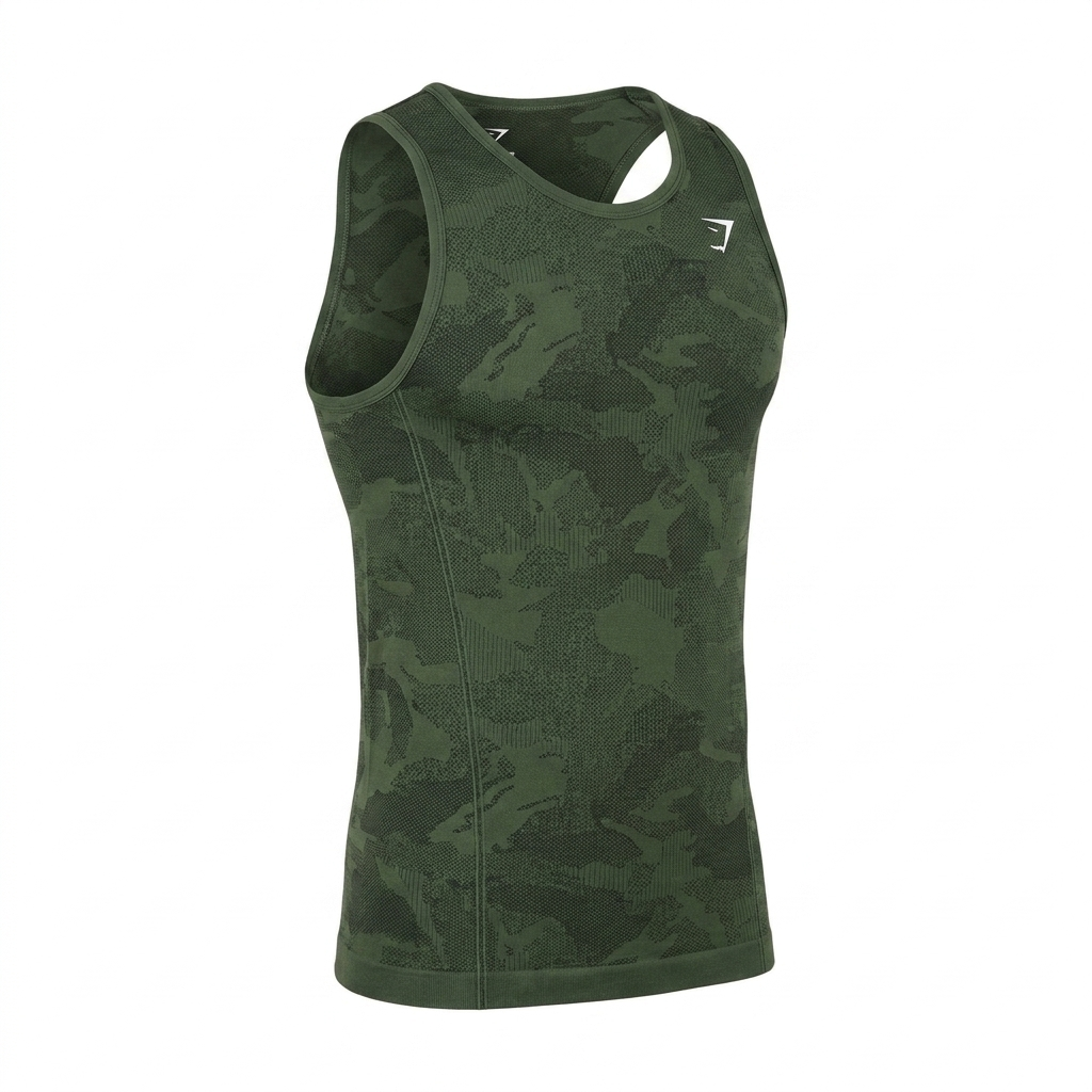 GYMSHARK Geo Seamless Tank Core Olive
