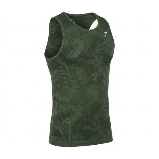 GYMSHARK Geo Seamless Tank Core Olive