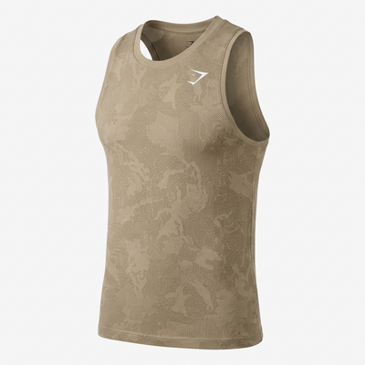 GYMSHARK Geo Seamless Tank Soul Brown