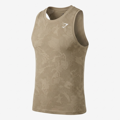 GYMSHARK Geo Seamless Tank Soul Brown