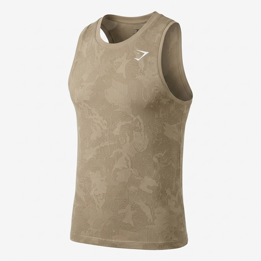 GYMSHARK Geo Seamless Tank Soul Brown