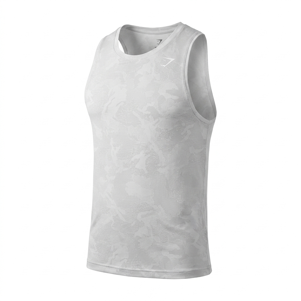 GYMSHARK Geo Seamless Tank White/Light Grey