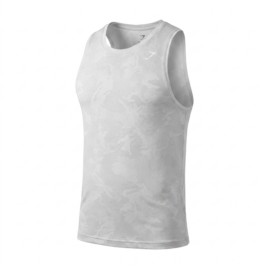 GYMSHARK Geo Seamless Tank White/Light Grey