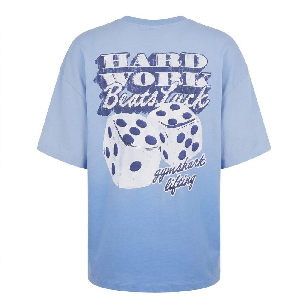 GYMSHARK Hard Work Dice Graphic Short Sleeve T-Shirt Steady Purple/Wash