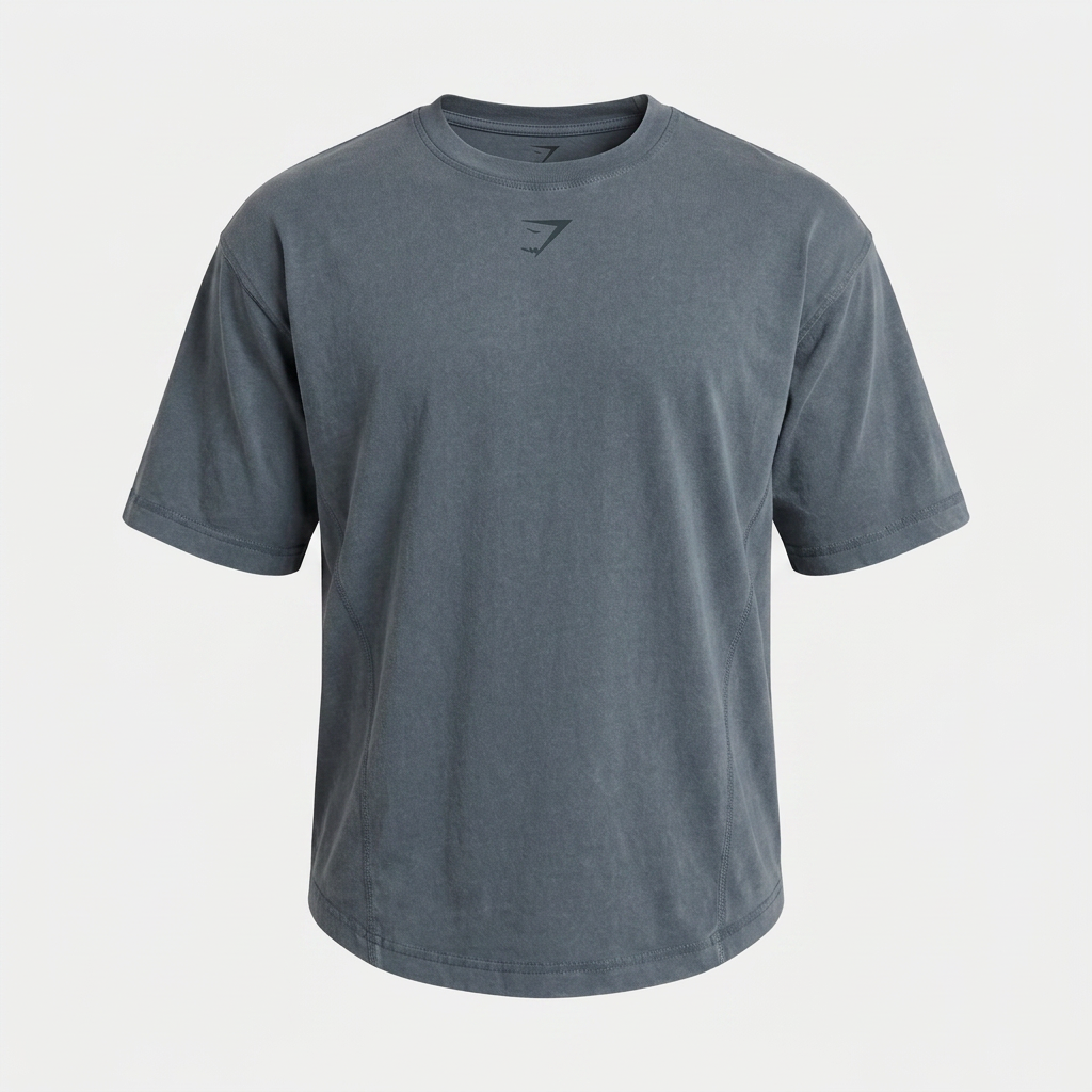 GYMSHARK Heritage Washed T-Shirt Titanium Blue