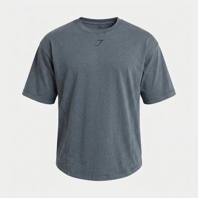 GYMSHARK Heritage Washed T-Shirt Titanium Blue