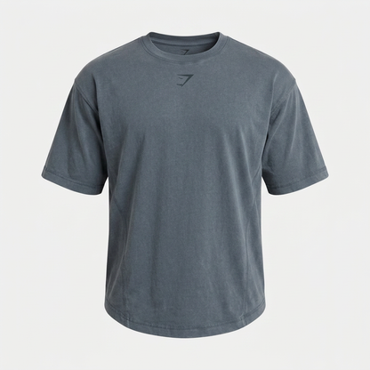 GYMSHARK Heritage Washed T-Shirt Titanium Blue