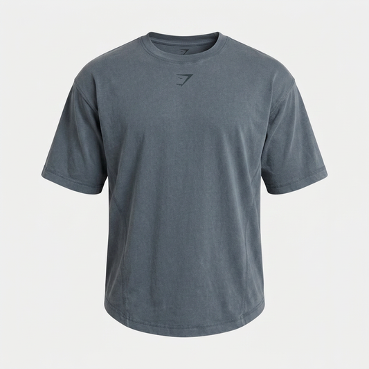 GYMSHARK Heritage Washed T-Shirt Titanium Blue