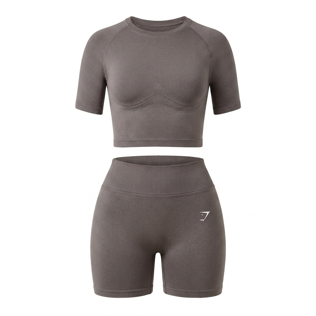 GYMSHARK Lift Seamless Short Sleeve Top T-Shirt Brown