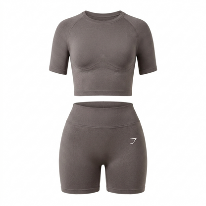 GYMSHARK Lift Seamless Short Sleeve Top T-Shirt Brown