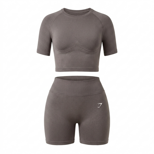 GYMSHARK Lift Seamless Short Sleeve Top T-Shirt Brown
