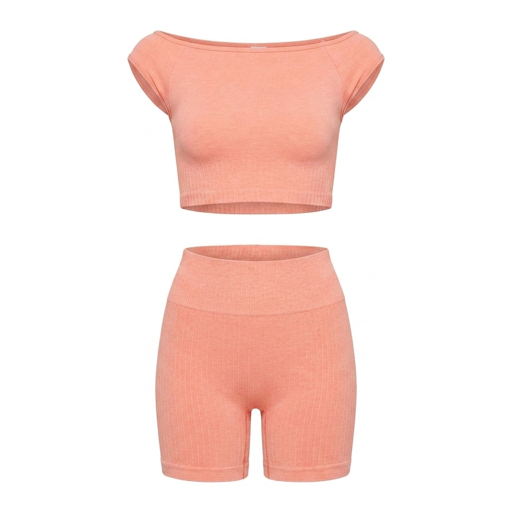 Women's Gymshark Luxe Seamless Boat Neck Crop Top Bros Muted Coral Marl