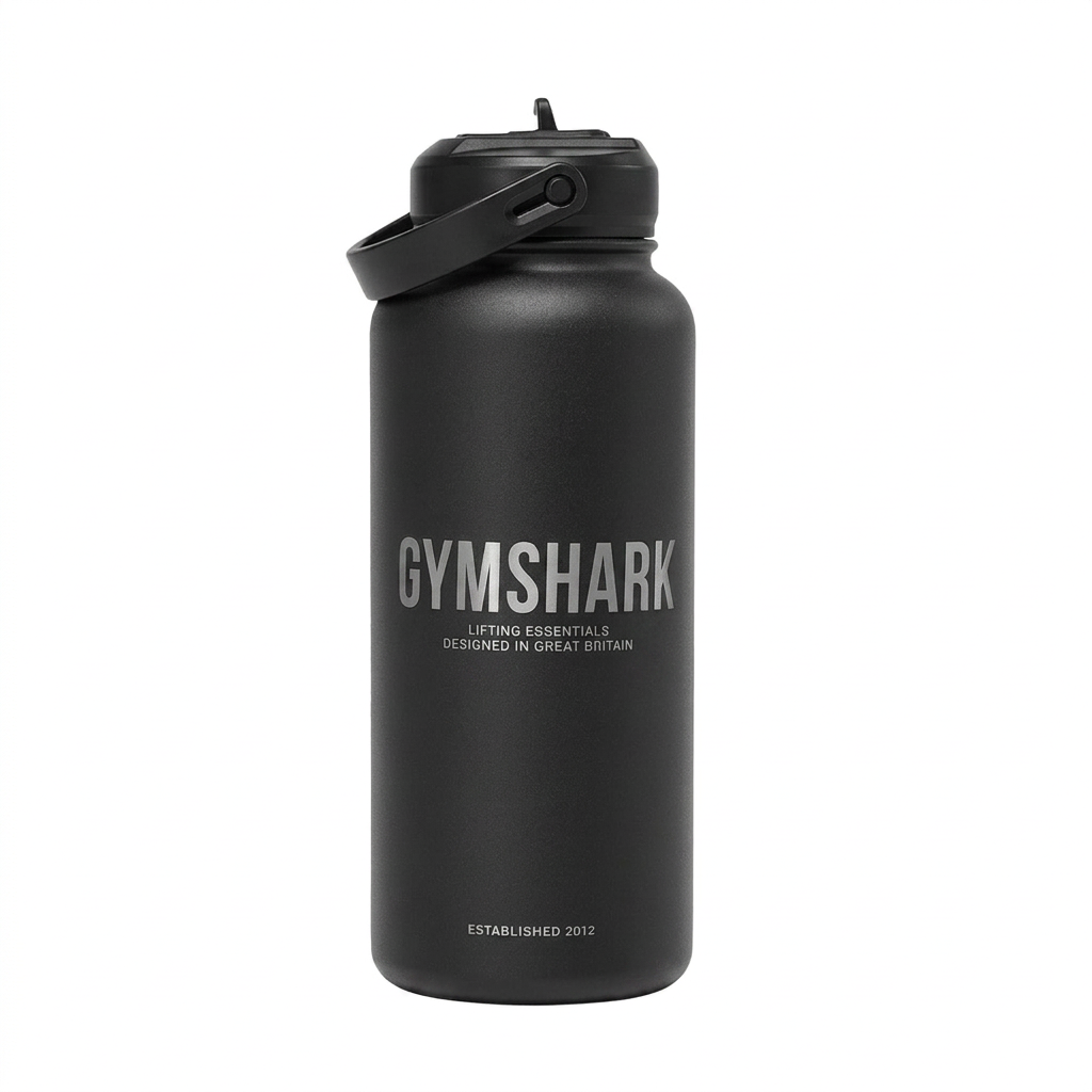 Gymshark Metal Insulated Straw Bottle 1L Black