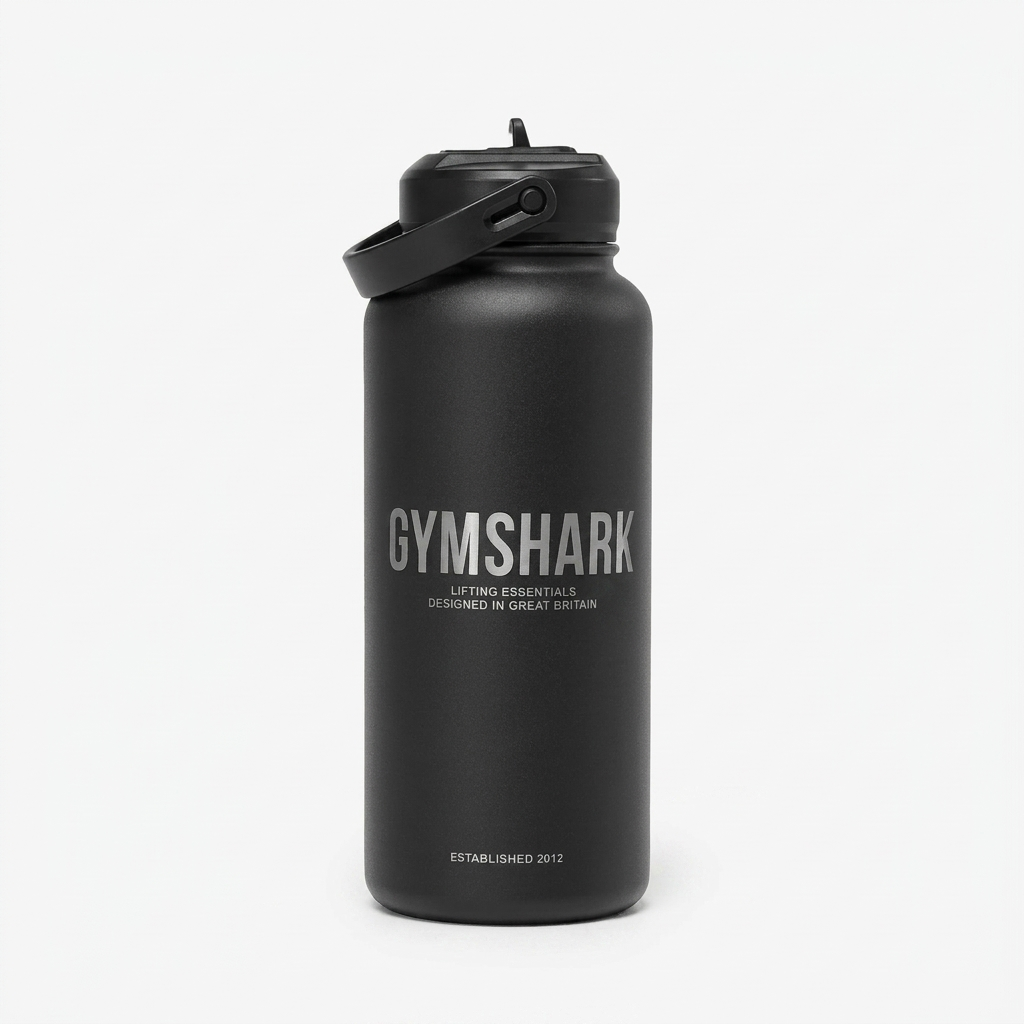 Women's Gymshark Metal Insulated Straw Bottle 1L Black