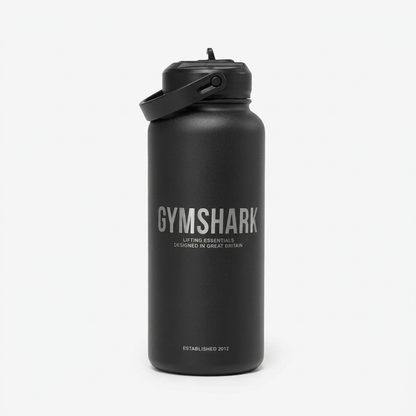 Women's Gymshark Metal Insulated Straw Bottle 1L Black