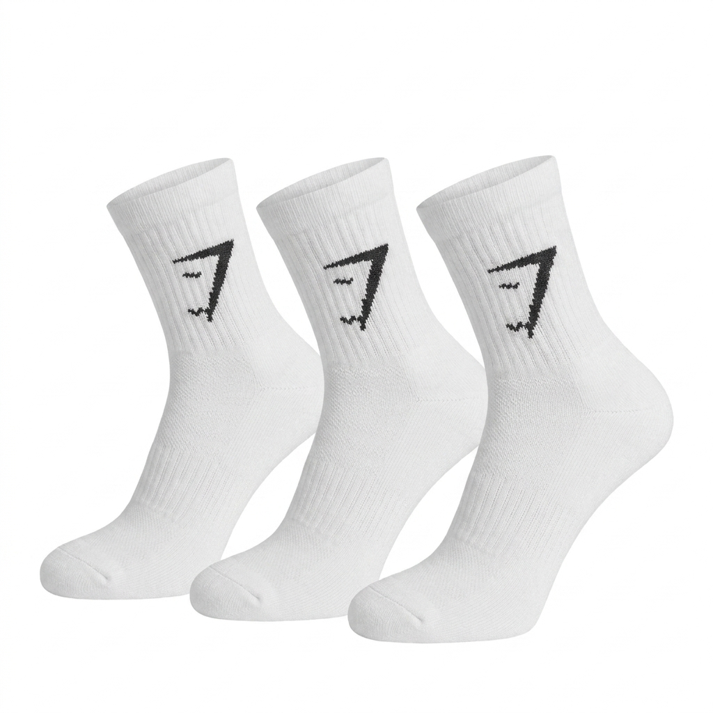 Gymshark Midi 3Pk Socks White