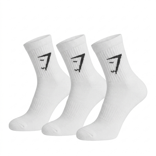 Gymshark Midi 3Pk Socks White