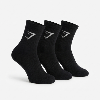GYMSHARK Midi Socks 3pk Black