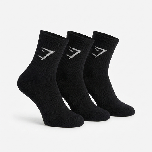 GYMSHARK Midi Socks 3pk Black